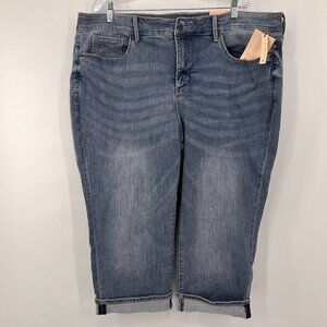 NYDJ Plus Marilyn Crop Cuff Rockie Straight Capris Shorts Women's NWT 22W